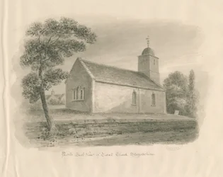 Tixall Kirche: Sepia-Waschzeichnung, nd [?1841]