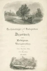 Worcestershire - Titelseite für Portfolio von Arbeiten von John und J. C. Buckler: Sepia-Zeichnung
