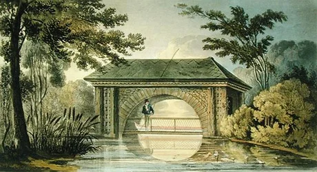 Eine Brücke und ein Bootshaus