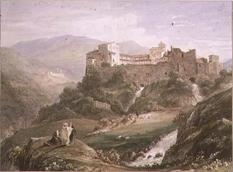Italienische Landschaft mit Kloster