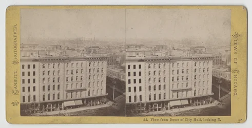 Stereographische Ansicht vom Kuppel des Rathauses nach Norden, vor dem Chicagoer Brand von 1871