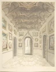 Lea Castle, Worcestershire, Bildzimmer, Blick nach Westen, ca. 1816