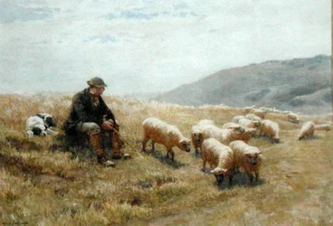 Ein Schäfer auf den South Downs, um 1900
