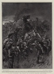 Eine wilde Stampede, die Wirkung eines südafrikanischen Hagelsturms