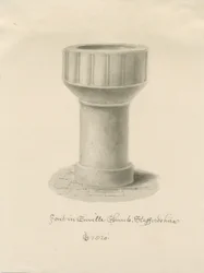 Taufbecken in der Enville Kirche: Sepiazeichnung, 1820