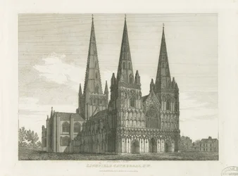 Kathedrale von Lichfield - Westfassade: Gravur, undatiert [ca. 1820]