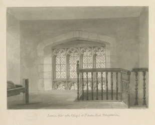 Pillaton Hall - Innenraum der Kapelle: Sepiazeichnung, 1841