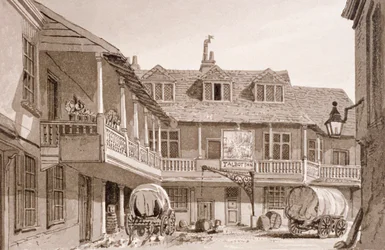 Das Tabard Inn in der Borough High Street, Southwark, London, 1827