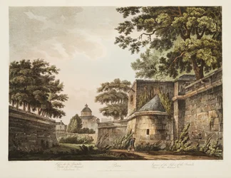 Innenraum der Gräben der Bastille, Teil des Arsenals, Illustration aus Versailles, Paris und Saint Denis, veröffentlicht 1809