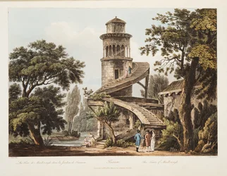 Trianon, Der Turm von Marlborough, Illustration aus Versailles, Paris und Saint Denis, veröffentlicht 1809