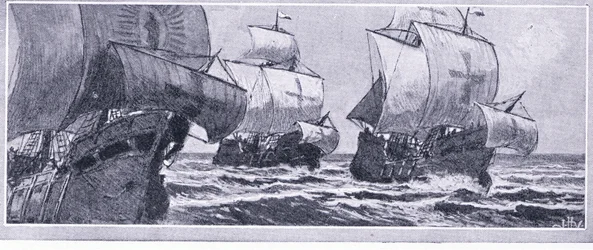 Die letzte Reise von Henry Hudson-1610. Von einer meuternden Crew ausgesetzt, Newnes Pictorial Knowledge veröffentlicht von Newnes, ca. 1950er