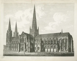 Kathedrale von Lichfield - Südostansicht: Gravur, nd [ca. 1823] (Druck)