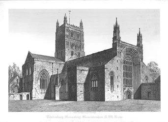 Tewkesbury Kloster, Gloucestershire, N. W. Ansicht, frühes 19. Jahrhundert