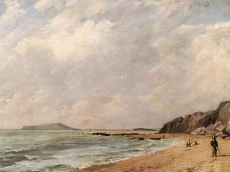 Ein Blick auf die Osmington Bay, Dorset, in Richtung Portland Island