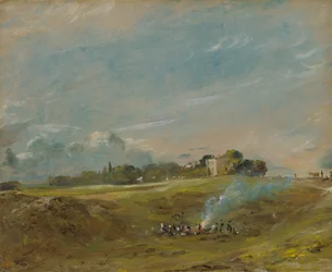 Hampstead Heath, mit einem Lagerfeuer, ca. 1822
