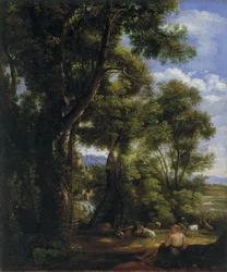 Landschaft mit Ziegenhirte und Ziegen