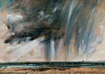Regenschauer über dem Meer, Seestudie mit Regenwolken, ca. 1824-1828, 22,2 x 31 cm