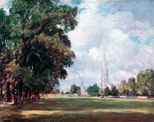 Kathedrale von Salisbury von Lower Marsh Close, 1820