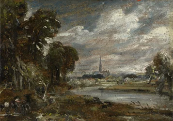 Kathedrale von Salisbury vom Fluss Nadder, ca. 1829