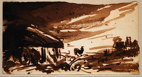 Der Hahn an der Scheunentür, ca. 1833