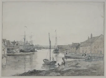 Lagerhäuser und Schiffe auf der Orewell in Ipswich