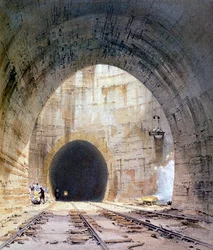 Lüftungsschacht im Kilsby-Tunnel, Northamptonshire, London & Birmingham Railway, 1839