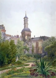 Der Turm der Kirche St. Botolph, Aldersgate, City of London, 1886