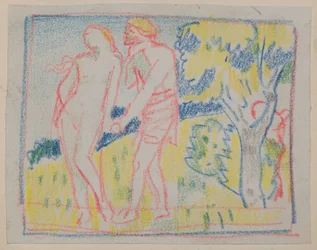 Ohne Titel [Männliche und weibliche Figur in einer Landschaft]