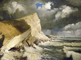 Lulworth Creek, in Dorset (England). Öl auf Leinwand von Herbert Barnard John Everett (1876-1949)