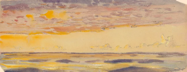 Meereslandschaft, gelbes Meer und violette Wolken, spätes 19. Jahrhundert - mittleres 20. Jahrhundert