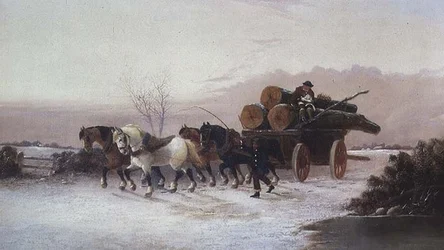 Holzwagen im Schnee