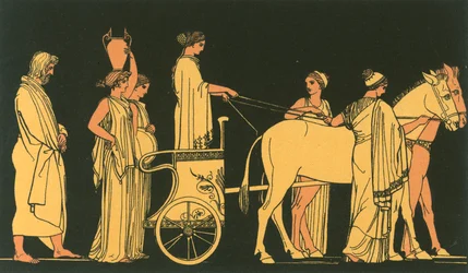 Odysseus folgt dem Wagen der Nausikaa