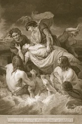 Tod von Prinz William, Sohn von Heinrich I., graviert von J. Stow, Illustration aus David Humes 