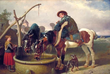 Pferde an einem Brunnen
