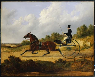 "Vertrauen", fährt eine Kutsche, die von einem Diener gelenkt wird, 1842
