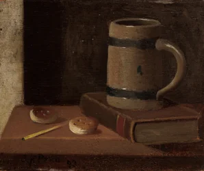 Tasse, Buch, Kekse und Streichholz, 1893