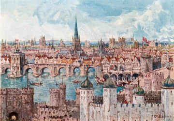 Alte Londoner Brücke im Jahr 1386