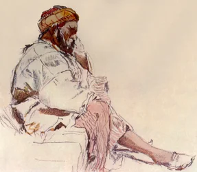 Syrischer Bauer sitzend: Im Profil, 1902