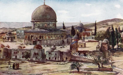 Der Felsendom (Moschee von Omar), von den Kasernen nahe dem Standort des Turms von Antonia