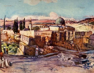 Die Moschee von El Aksa von der Südwand Jerusalems aus, 1902
