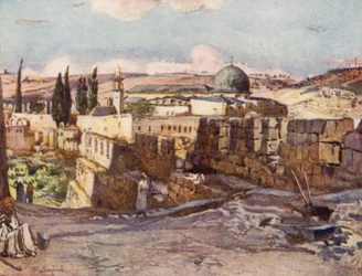 Die Moschee von El Aksa, von innen der Südwand von Jerusalem