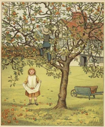 Kinder pflücken Äpfel im Obstgarten