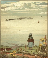 Mädchen, das aufs Meer blickt