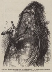 Armado, bewaffnet für Hector, im Festzug der Neun Würdigen, Verlorene Liebesmüh, Akt V Szene I