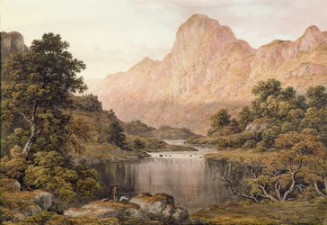 Reisende neben einem See im Lake District