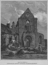 Die Westfassade der Jedburgh Abbey Church, Roxburghshire