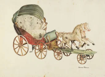 Kalesche und Pferde, ca. 1940
