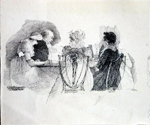 Eine Versammlung an einem Tisch (Detail)