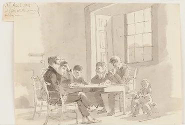 Jungen lesen in Storrs, Elterwater, 1814