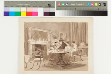 Familie am Herd